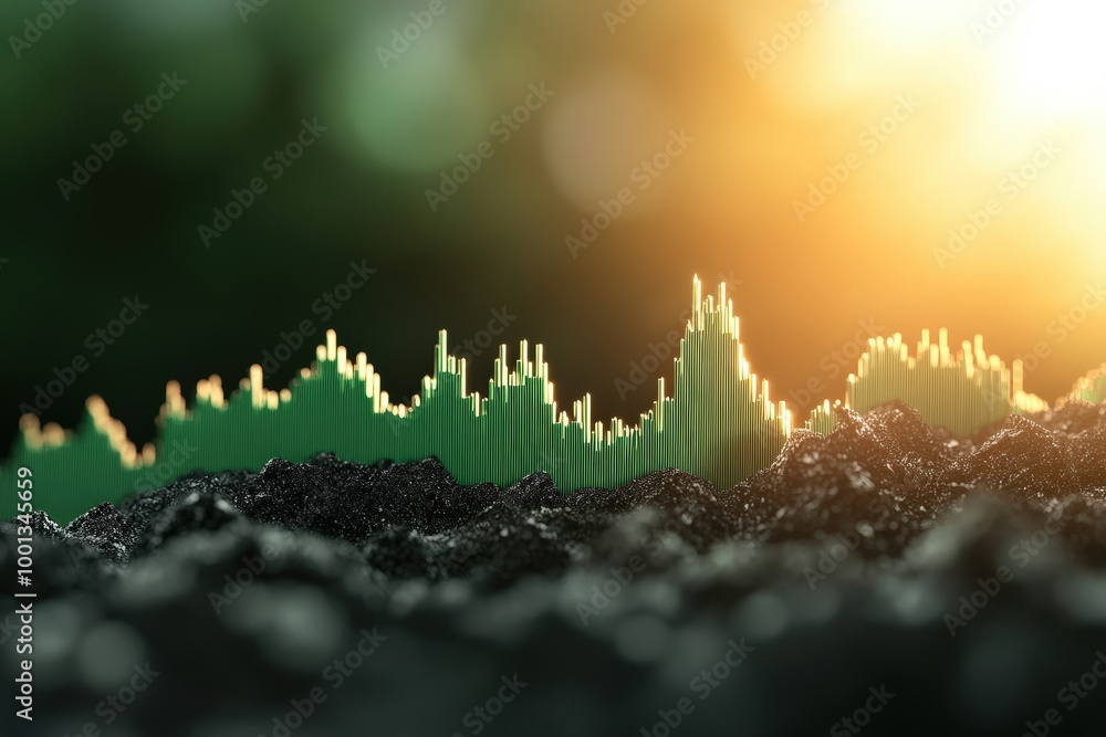 Poster financial analysis with graph and soft focus background