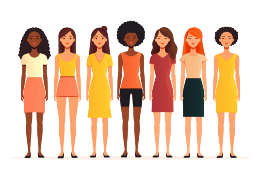 Woman of different diversity style. Diverse females. Die cut transparent. - Powered by Adobe