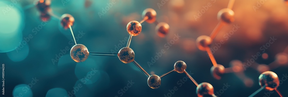 Poster exploring the intricate world of molecules and chemical structures in a vibrant abstract background.