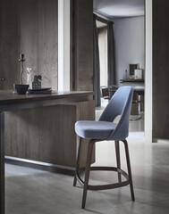 blue modern design soft chair with backrest