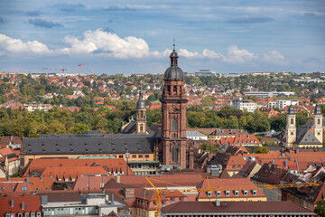 Obraz premium Photo of the skyline with church towers in the Germany city named Würzburg