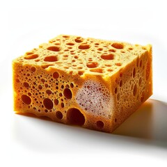  Photograph of a cleaning sponge, durable and absorbent, isolated on a white background