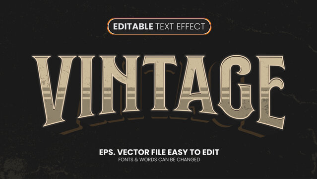 Vintage retro editable text effect, rough warp style