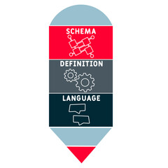 sdl - schema definition language acronym. business concept background. vector illustration concept with keywords and icons. lettering illustration with icons for web banner, flyer, landing