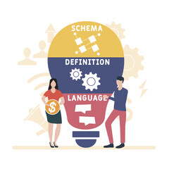sdl - schema definition language acronym. business concept background. vector illustration concept with keywords and icons. lettering illustration with icons for web banner, flyer, landing