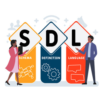 sdl - schema definition language acronym. business concept background. vector illustration concept with keywords and icons. lettering illustration with icons for web banner, flyer, landing