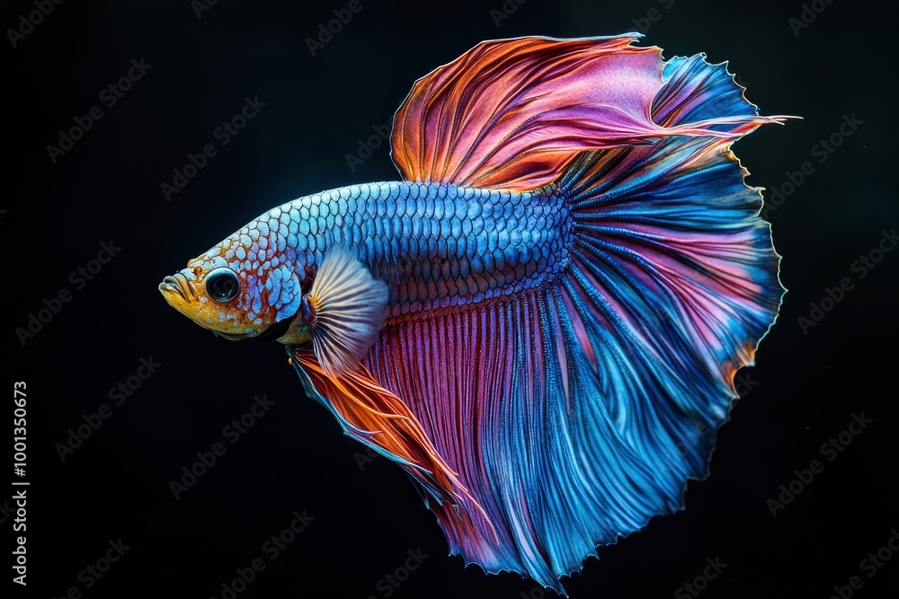 Wall mural Multi color Siamese fighting fish - generative ai