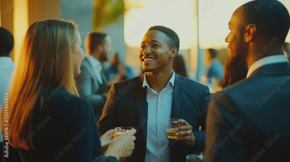 Poster diverse business professionals networking in event setting