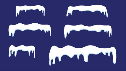 Winter Snow Caps Set Flat Style. Graphic design seasonal illustration element