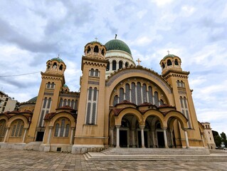 The Church of St. Andrew, the largest Orthodox church in Greece in the city of Patras on the...