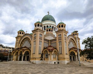 The Church of St. Andrew, the largest Orthodox church in Greece in the city of Patras on the Peloponnese, sightseeing and vacation in Greece