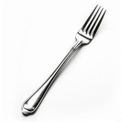 Photograph of a fork, stainless steel, isolated on a white background