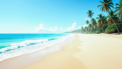 Tropical beach with palm trees and clear water