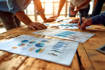 Obraz premium Business People Analyzing Charts and Graphs on Table