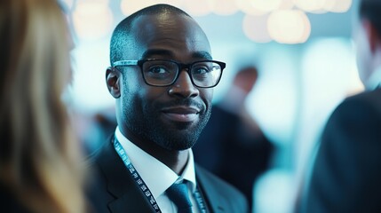 Dynamic Entrepreneur Engaging in Networking at Event