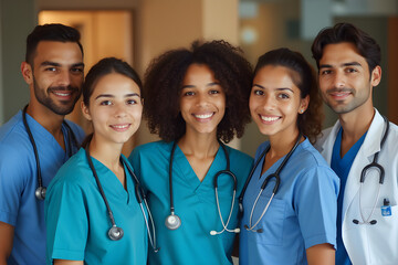 young multi-ethnic medical team at the hospital