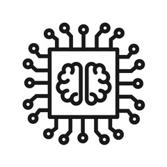 AI - line icon with editable stroke. Simple outline artificial intelligence symbol. Vector illustration