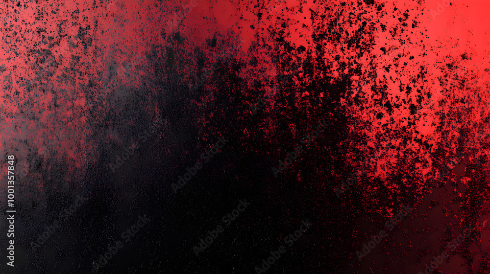 Sticker Black background with contrasting red grunge style with lots of dots.