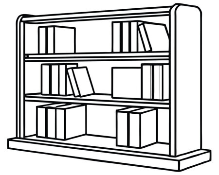 recommend clip art: Bookshelf vector line art