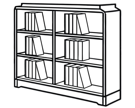 recommend clip art: Bookshelf vector line art