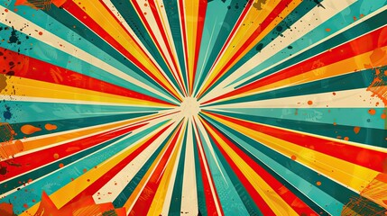 Radiant starbursts vibrant colors and comic lines in a retro chic wallpaper