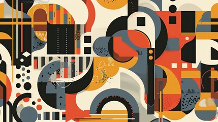 Intricate geometric shapes and comic lines in a retro chic 70s-inspired wallpaper