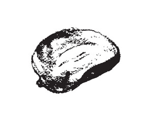 Vector mango symbol. Charcoal drawing of Brazilian Mango. Yellowish red tropical fruit. Black icon of stone fruit. Black Mangoes sign. Asian Mangos fruit illustration. Hand-drawn palmer mango logo.