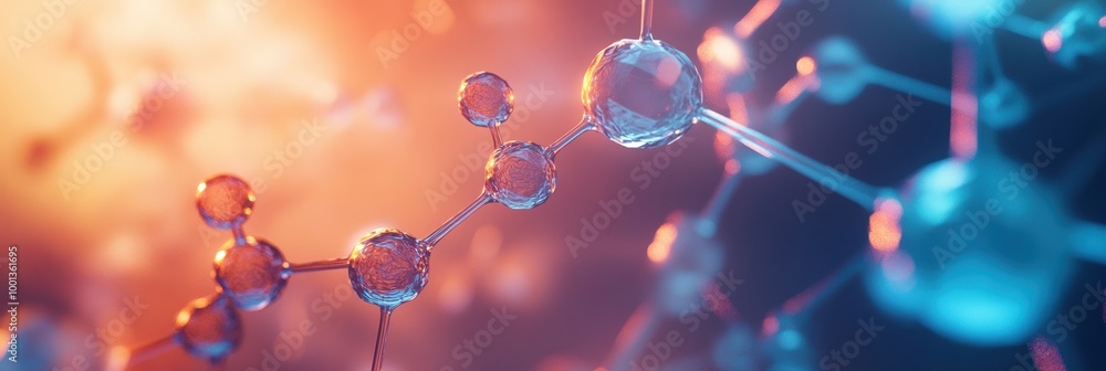 Poster visual representation of molecules and chemical structures in an abstract background with vibrant co