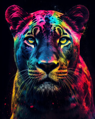 Experience the beauty of a multicolor panther through Wildlife Art