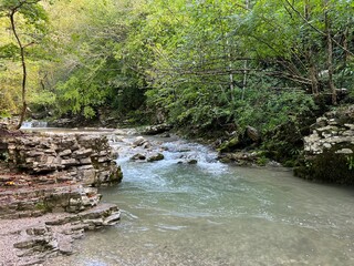 The canyon of the Kozjak stream above its confluence with the Soča river (Kobarid, Slovenia) - Die...