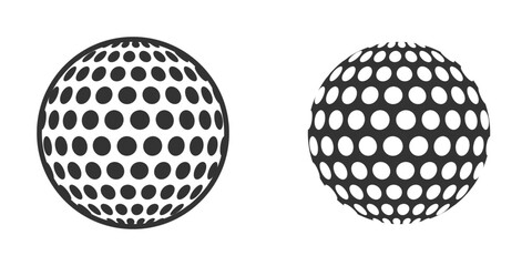 Golf ball icons with dotted patterns in black and white. Vector illustration perfect for sports, golf, and recreation designs.