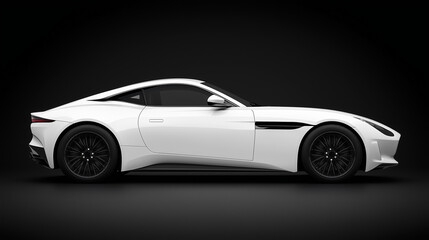 Fototapeta premium Modern white sports car on black background. Side view. sports. Illustrations 