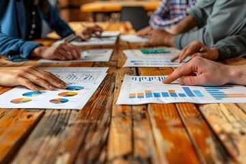 Fototapeta premium Office Meeting Analyzing Charts and Graphs Together