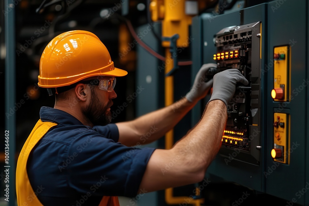 Aufkleber industrial engineer implementing smart factory technology to monitor energy use and reduce waste, in