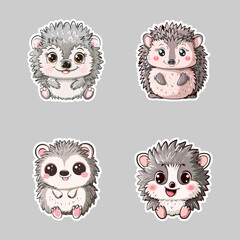 Sticker Smiling Cartoon Baby Raccoon