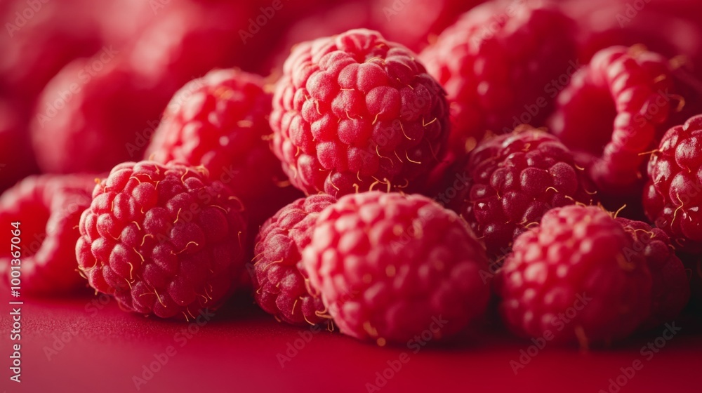 Sticker Fresh Ripe Raspberries Close-Up