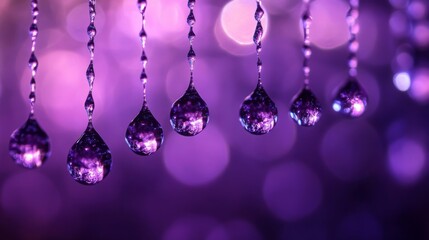Obraz premium Abstract Purple Water Drops Close-Up