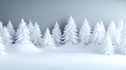 Obraz premium Winter Forest with Snow Covered Trees and White Background