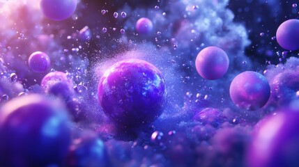 Mystical Purple Spheres in a Nebulous Cloudscape