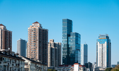 Obraz premium A corner of urban architecture in Pudong, Shanghai.