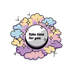 A Pastel-Colored Cloud Sticker with a Message About Taking Time for Yourself