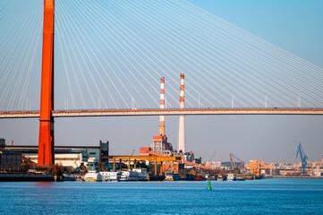 Partial close-up of Shanghai Yangpu Bridge