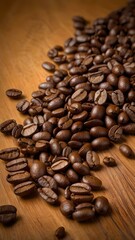 A Rich Pile of Freshly Roasted Coffee Beans Showcasing the Perfect Blend of Dark Roast