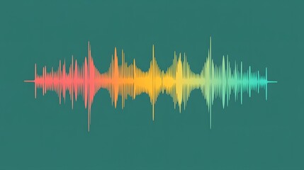 Audio Waves Frequency, Colorful Graphics on Green Background, Abstract Image, Texture, Pattern Background, Wallpaper, Cover and Screen of Smartphone, PC, Laptop, 9:16 and 16:9 Format