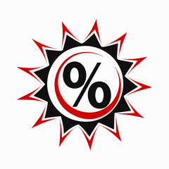 Eye-catching discount graphic with percentage sign for promotional marketing
