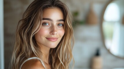 Obraz premium Young Woman Smiling in Natural Light