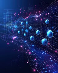 Futuristic Blockchain Network: Interconnected Digital Nodes Representing Secure Information Flow in a High-Tech Virtual Space