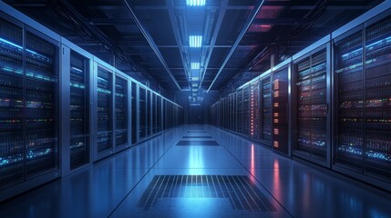 Obraz premium Modern Data Center with Server Racks