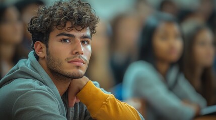 Fototapeta premium Attentive Student in Classroom