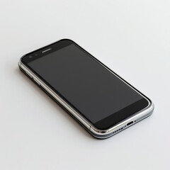  Photograph of a smartphone, modern and sleek, isolated on a white background